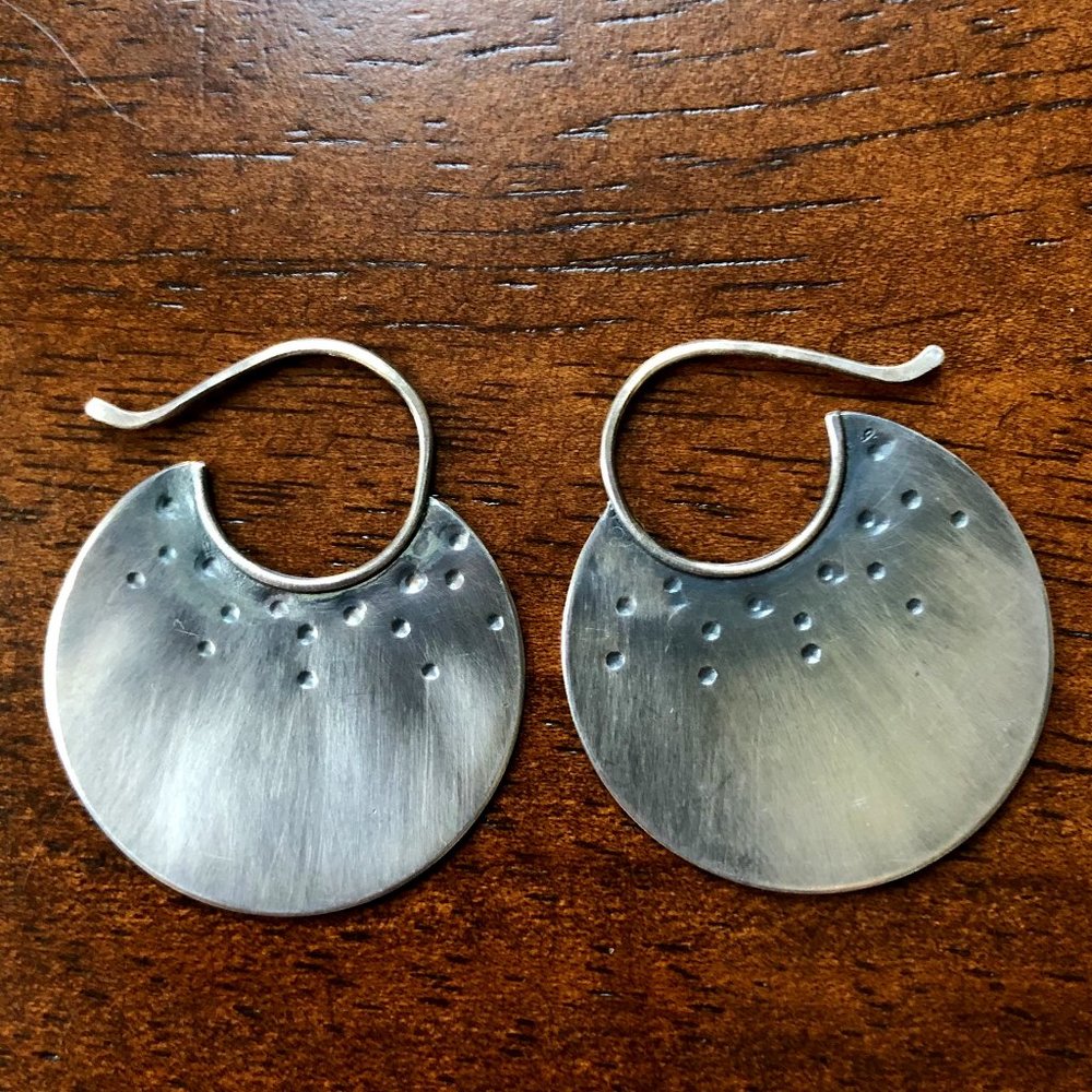 Silver boho disc hoops